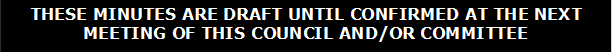 THESE MINUTES ARE DRAFT UNTIL CONFIRMED AT THE NEXT MEETING OF THIS COUNCIL AND/OR COMMITTEE 
 

